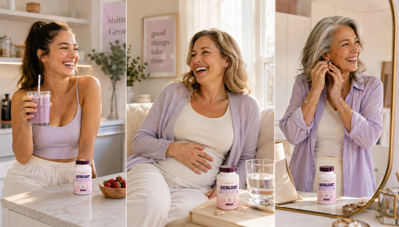 HEALHER Debloat — bottle and travel sachet