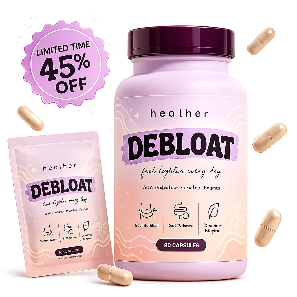 HEALHER Debloat — bottle and travel sachet